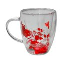 Ver imagem 1 de Caneca Xícara Chá Café Parede Dupla de Vidro com Flores Vermelha Primavera Decorativas Presente