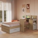 Ver imagem 3 de Cama de Solteiro Juvenil com Escrivaninha El Calafate Cor Mel/Arenas - Art In Móveis