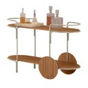 Ver imagem 2 de Carrinho Bar Órbita em Madeira Maciça Imbuia Mel Estrutura em Metal Champagne