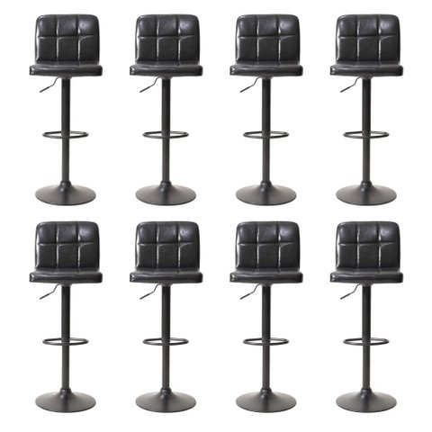 Kit 8 Banquetas Gomos Prime Giratória com Ajuste de Altura - Preto