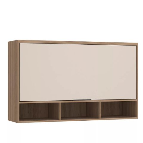 Armário Cozinha Aéreo Basculante 1 Porta 120 C/ Nichos - Módulo Cozinha Aspen - Luciane 0419:vanilla