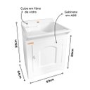 Ver imagem 2 de Gabinete Tanque 40L de Lavanderia Área de Serviço Branco 023