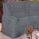 Ver imagem 2 de Capa de Sofá de Canto Dodigo Tecido Malha Gel 01 Peça - Cinza