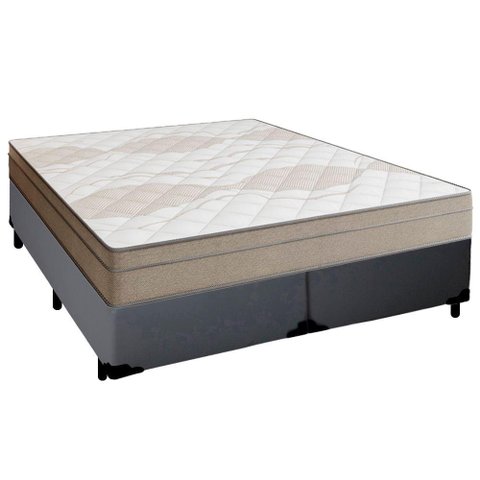 Cama Box Casal Bipartido Sintético + Colchão de Molas Ensacadas Portobel Ipanema 138x188x65cm
