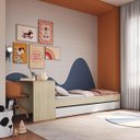 Ver imagem 2 de Cama Infanto Juvenil Escrivaninha Cama Auxiliar 239X82,9cm Carvalho/Branco