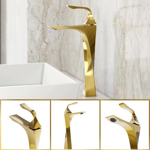 Torneira de Banheiro Lavabo Paris Monocomando Alta Dourada