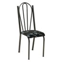 Ver imagem 2 de Kit 8 Cadeiras de Cozinha Alasca Estampado Preto Florido Pés de Ferro Cromo Preto - Pallazio