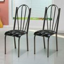 Ver imagem 3 de Kit 8 Cadeiras de Cozinha Alasca Estampado Preto Florido Pés de Ferro Cromo Preto - Pallazio