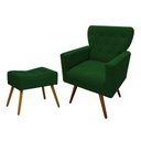 Ver imagem 1 de Kit Poltrona Decorativa Aurora + 1 Puff Retangular Suede Verde Pés Madeira Ms Decor