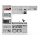 Ver imagem 4 de Cozinha Amara Armários Aéreos Porta Vidro Torre Quente Balcão c/ Rodapé Branco/Creme 250780