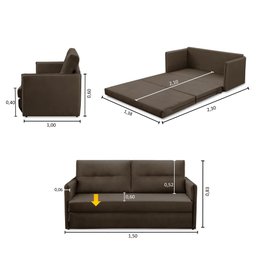 Sofá Cama 2 Lugares 1,50m Luisa Suede Adonai Estofados - 2