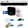 Kit Cftv DVR 3108 Intelbras 8 Câmeras Segurança Full HD 1080p HB-402 HB Tech 25 Metros 3,6mm  - 2