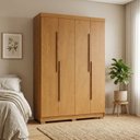 Ver imagem 1 de Guarda-Roupa Solteiro Bari 4 Portas 2 Gavetas 100% MDF Marrom/Cerejeira