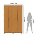 Ver imagem 3 de Guarda-Roupa Solteiro Bari 4 Portas 2 Gavetas 100% MDF Marrom/Cerejeira