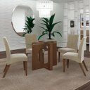 Ver imagem 1 de Conjunto Sala de Jantar Mesa com Tampo de Vidro e 4 Cadeiras Atuale Lj Móveis