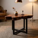 Ver imagem 2 de Mesa de Centro Rústica Orgânica Madeira Sangue de Boi Pés Industriais 59x57cm