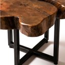Ver imagem 7 de Mesa de Centro Rústica Orgânica Madeira Sangue de Boi Pés Industriais 59x57cm