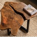 Ver mais imagens de Mesa de Centro Rústica Orgânica Madeira Sangue de Boi Pés Industriais 59x57cm