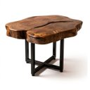 Ver imagem 6 de Mesa de Centro Rústica Orgânica Madeira Sangue de Boi Pés Industriais 59x57cm