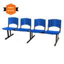 Ver imagem 2 de Cadeira Longarina Plástica 4 Lugares Cor Azul - Realplast - 33008