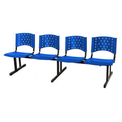 Cadeira Longarina Plástica 4 Lugares Cor Azul - Realplast - 33008