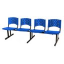 Ver imagem 1 de Cadeira Longarina Plástica 4 Lugares Cor Azul - Realplast - 33008