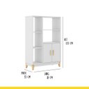Ver imagem 3 de Estante Multiuso 81 X 123 Cm 2 Portas 5 Nichos Pés Madeira Mdp Branco - Clicklar