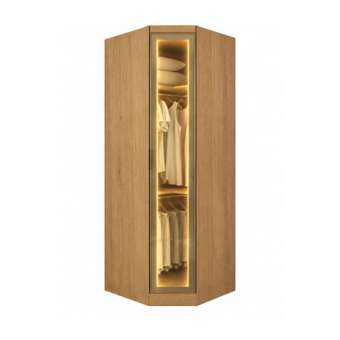 Guarda Roupa Modulado de Canto Oblíquo Reflecta com LED 100% MDF Cairo