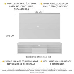 Rack com Painel TV 75" Web Multimóveis MP1045 Branco - 3