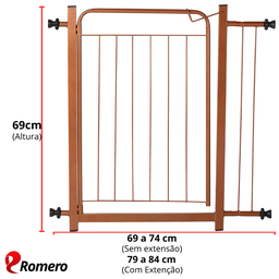 Portão Pet Cães Bebês Largo 69 a 84cm Extensor 10cm Bronze - 2
