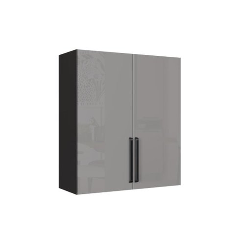Armário Aéreo Modulado Fidelitá Mônaco 80cm 2 Portas Chumbo/Titânio