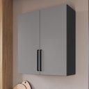 Ver imagem 2 de Armário Aéreo Modulado Fidelitá Mônaco 80cm 2 Portas Chumbo/Titânio