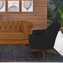 Ver imagem 2 de Poltrona Giratória 73cm Epic Veludo Preto - Sallar Home