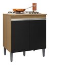 Ver imagem 2 de Balcão Multiuso Cooktop Andreia 4 ou 5 Bocas Ajl Móveis - Amêndoa/preto