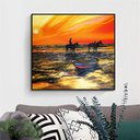 Ver imagem 1 de Quadro Original em Acrílico Decorativo Parede Figurativo Cavalos na Praia