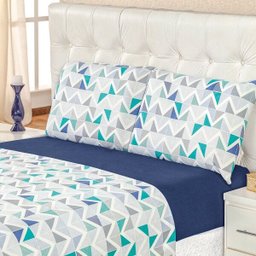 Jogo de Cama Quality Geométrico Azul Malha 100% Algodão Casal 04 Peças - 1 Jogo de Cama Quality Geométrico Azul Malha 100% Algodão Casal 04 Peças - 1