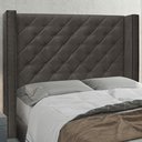 Ver imagem 5 de Cabeceira Decorativa King Size 2,19M Loewe Suede Cinza - Gran Belo
