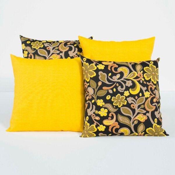 Almofadas Decorativas Amarelo/Preto 04 Peças com Refil - 1