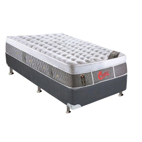 Cama Box Solteiro: Colchão Molas Pocket Ensacadas Castor Light Stress Oxygen New Plush + Base Crc