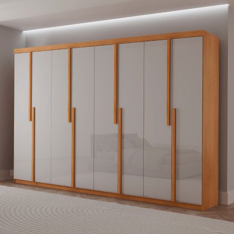 Guarda Roupa Casal Quioto Mdf com 8 Portas 4 Gavetas Moderna Mobília