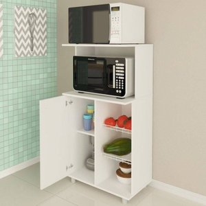 Balcão Duplo para Forno com Fruteira e Porta Bf3207 Tecno Mobili - Branco