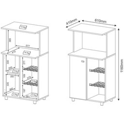 Balcão Duplo para Forno com Fruteira e Porta Bf3207 Tecno Mobili - Branco - 3