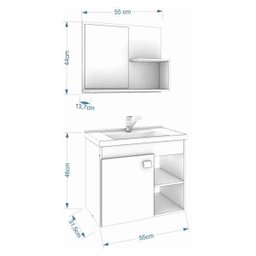 Gabinete De Banheiro 100% Mdf Lotus 55 Cm Com Espelho - Mgm - 6
