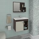 Ver imagem 1 de Gabinete De Banheiro 100% Mdf Lotus 55 Cm Com Espelho - Mgm