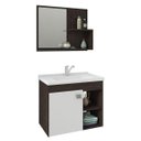 Ver imagem 2 de Gabinete Lótus Toucador de Banheiro C/ Cuba e Espelheira Branco e Café MGM Móveis