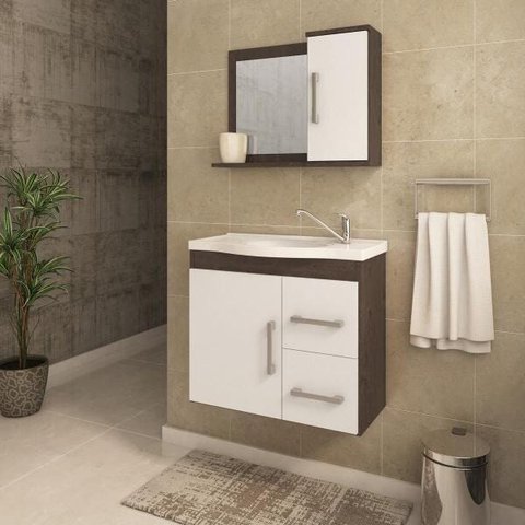 Gabinete de Banheiro 100% Mdf Vix 65 Cm com Espelho - Mgm