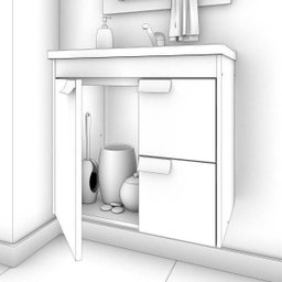 Gabinete Tulipa Toucador de Banheiro C/ Cuba e Espelheira Branco e Café MGM Móveis - 5