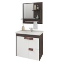 Ver imagem 2 de Gabinete Tulipa Toucador de Banheiro C/ Cuba e Espelheira Branco e Café MGM Móveis