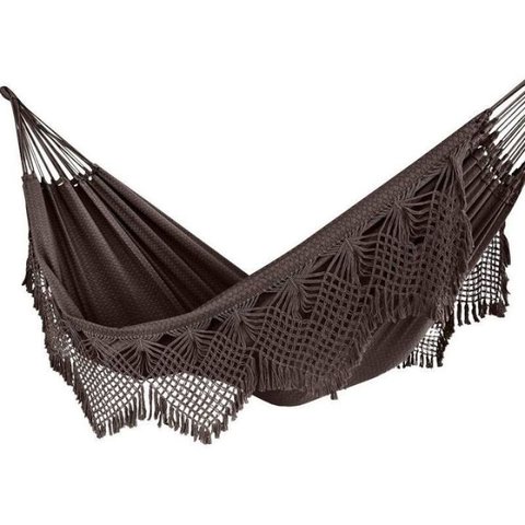 Rede de Dormir Descanso Casal Marrom Resistente Algodão