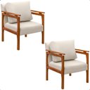 Ver imagem 1 de Kit 2 Poltrona Sala Decorativa Dallas Estofada Veludo Gelo Base Madeira Castanho - Arkell